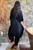 Tasha Cushion Cotton Oversized Shirt Tunic Black